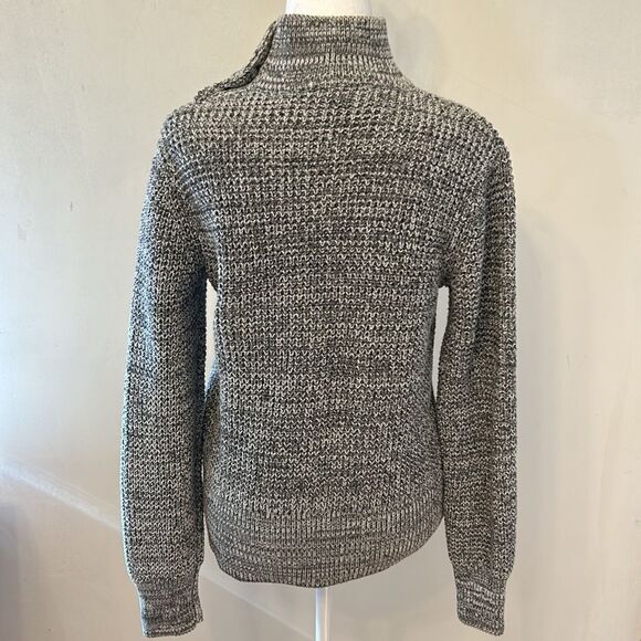Gap gray white black mock neck buttoned sweater Size L New - Picture 4 of 10